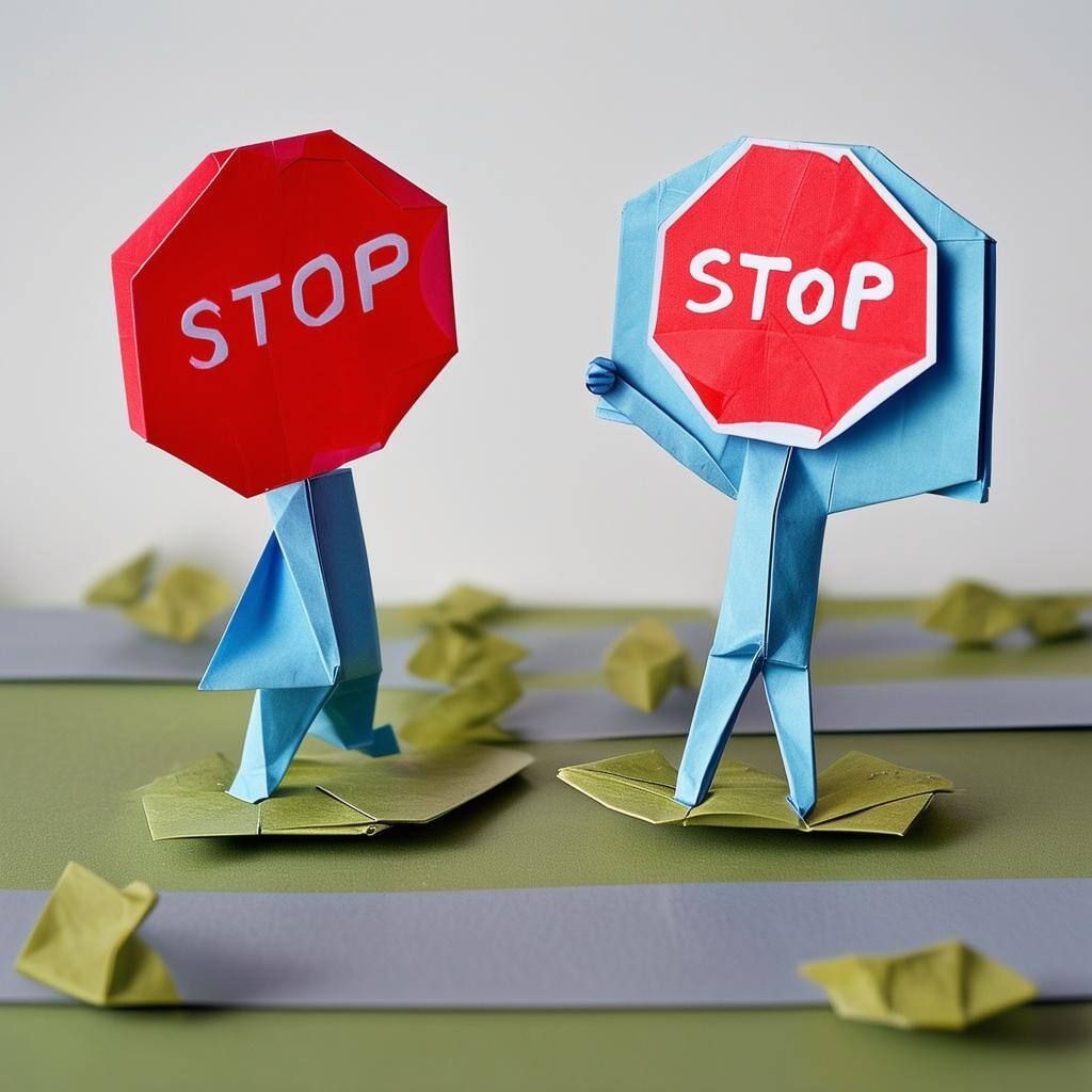 Holding a stop sign
